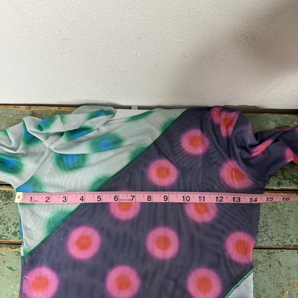 MIAOU Polka Dot PatchworkLong Sleeve Mesh Sheer T-shirt Sz S Y2K Bratz 2000’s - Picture 13 of 14